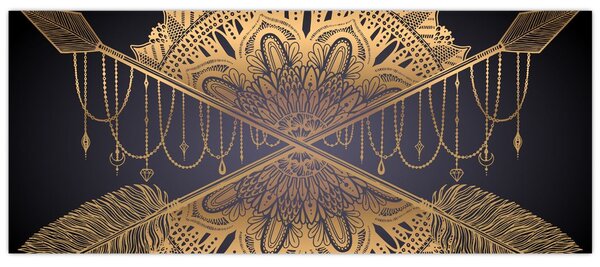 Kép - Arany mandala nyilakkal (120x50 cm)