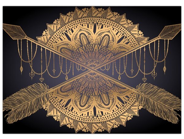 Kép - Arany mandala nyilakkal (70x50 cm)