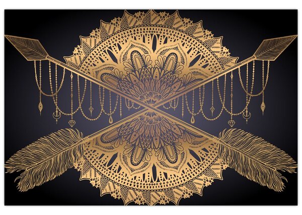 Kép - Arany mandala nyilakkal (90x60 cm)