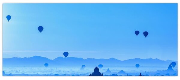 Kép - léggömbök a táj felett (120x50 cm)