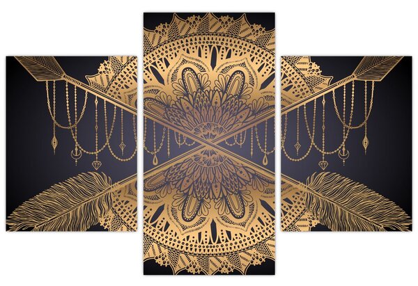Kép - Arany mandala nyilakkal (90x60 cm)