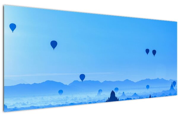Kép - léggömbök a táj felett (120x50 cm)