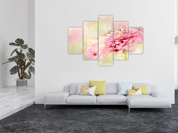Kép - rózsaszín virág, akvarell (150x105 cm)