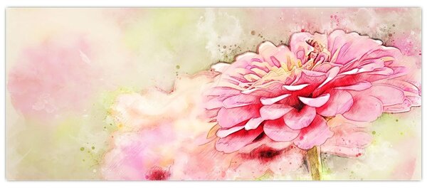 Kép - rózsaszín virág, akvarell (120x50 cm)