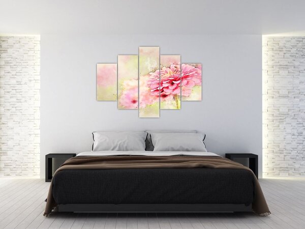 Kép - rózsaszín virág, akvarell (150x105 cm)