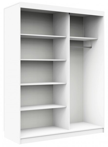 CLP 150 cm-es tükrös tolóajtós ruhásszekrény, fehér