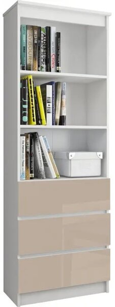 CLP R 60 cm cappuccino fényes polc, 3 fiókkal és 2 polccal