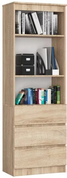 CLP R 60 cm-es Sonoma tölgy polc, 3 fiókkal és 2 polccal