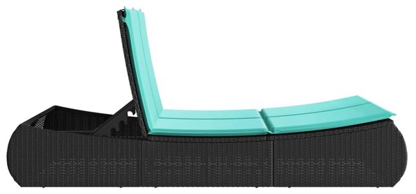 VidaXL fekete polyrattan dupla napozóágy párnával