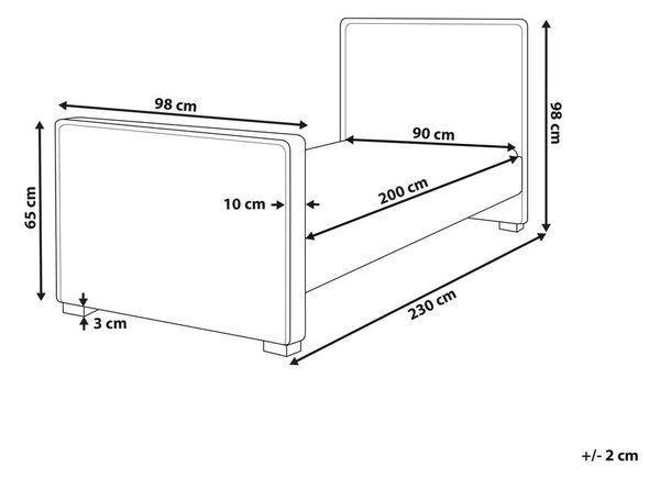 Gyerekágy Bársony TEENIE 90 x 200 cm Pasztellrózsaszín