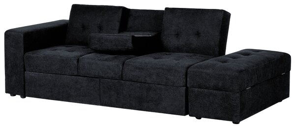 Kanapéágy 3 személyes FALSTER Fekete Ágyneműtartóval