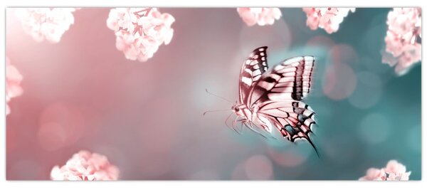 Kép - pillangó a virágok között (120x50 cm)