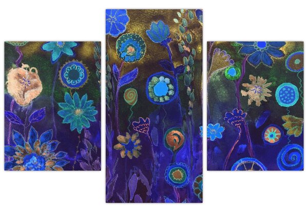 Sötétkék virágok képe (90x60 cm)