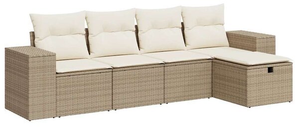 VidaXL Polyrattan Kerti Ülőgarnitúra - 5 részes - Bézs