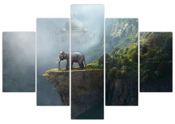 Kép - Az elefánt a Taj Mahal tetején (150x105 cm)