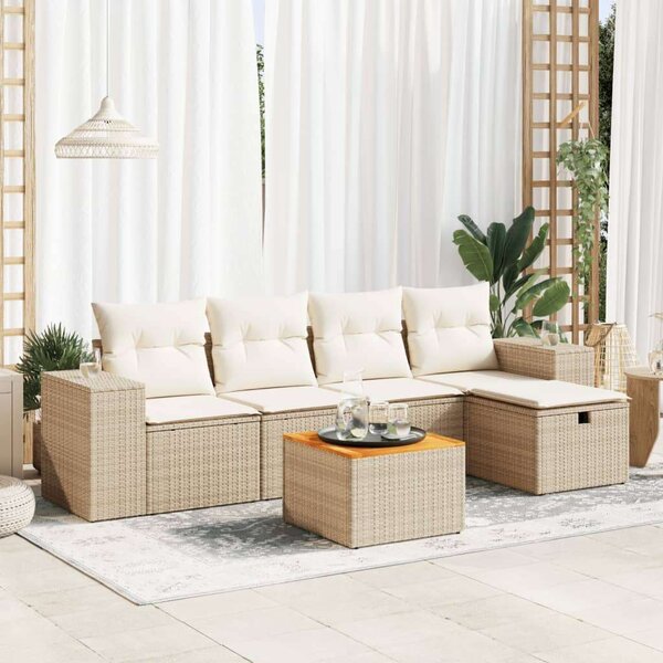 VidaXL Polyrattan Kerti Ülőgarnitúra - 6 részes - Bézs