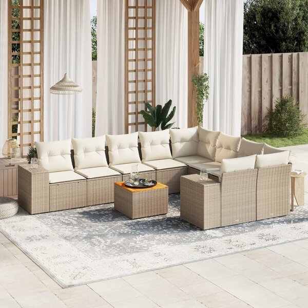 VidaXL Polyrattan Kerti Ülőgarnitúra - 10 részes - Bézs