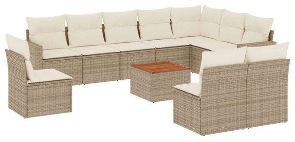 VidaXL 11 részes bézs polyrattan kerti ülőgarnitúra párnákkal