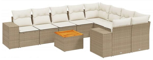 VidaXL Polyrattan Kerti Ülőgarnitúra - 10 részes - Bézs