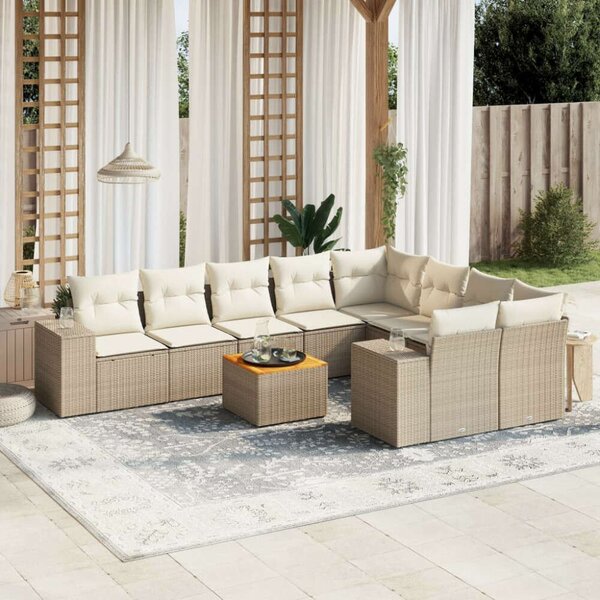 VidaXL Polyrattan Kerti Ülőgarnitúra - 10 részes - Bézs