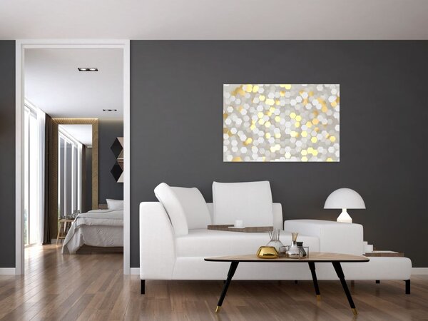 Kép - Arany és fehér hatszögek (90x60 cm)