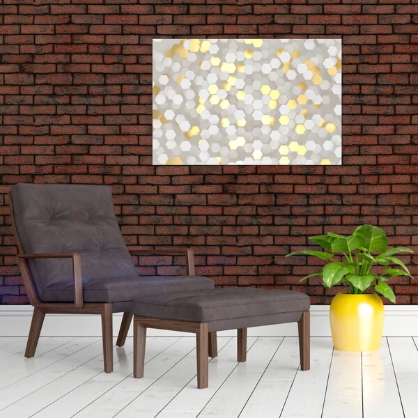 Kép - Arany és fehér hatszögek (90x60 cm)