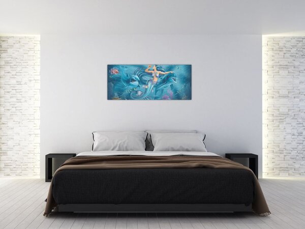 Kép - Sellő delfinekkel (120x50 cm)