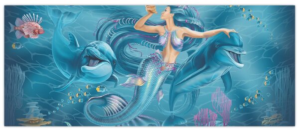 Kép - Sellő delfinekkel (120x50 cm)