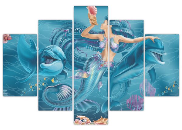 Kép - Sellő delfinekkel (150x105 cm)