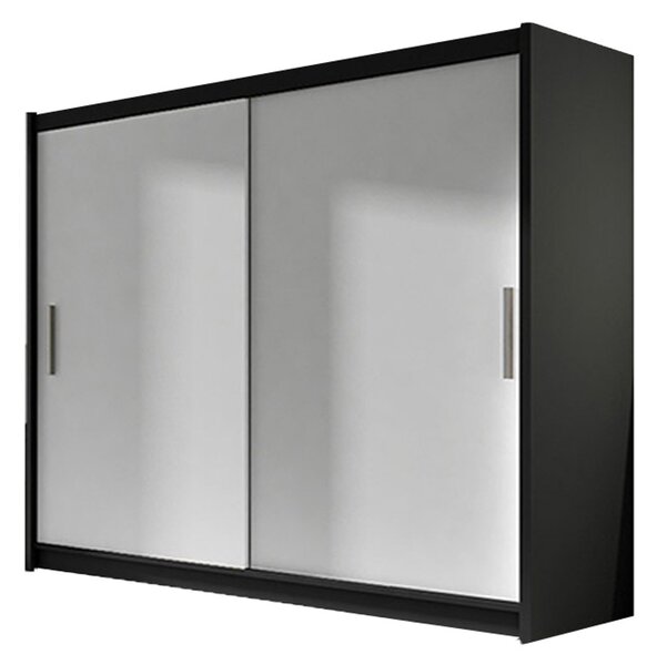 Nagy BEGA I gardróbszekrény fekete/fehér színben, szélessége 180 cm