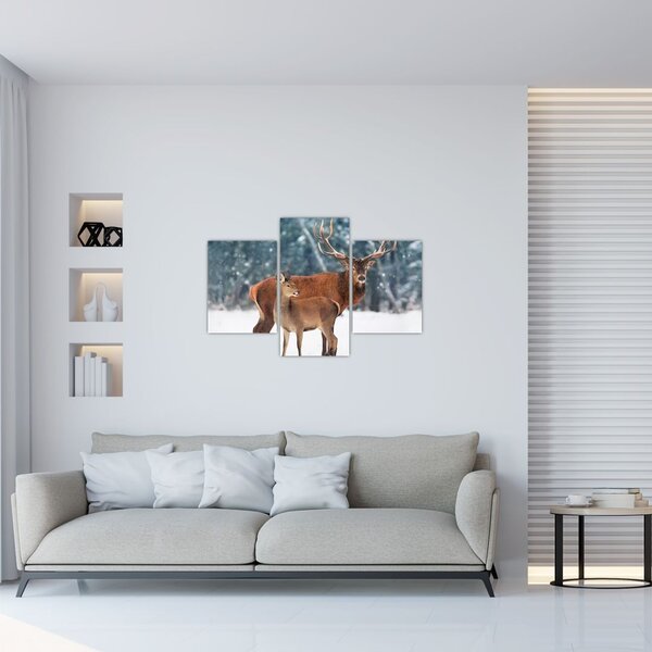 Kép egy szarvasról és őzikéről (90x60 cm)