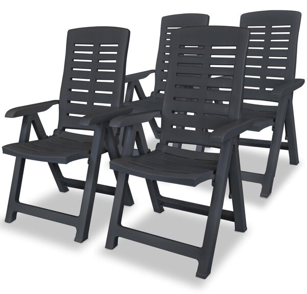 VidaXL 4 db antracitszürke dönthető műanyag kerti szék