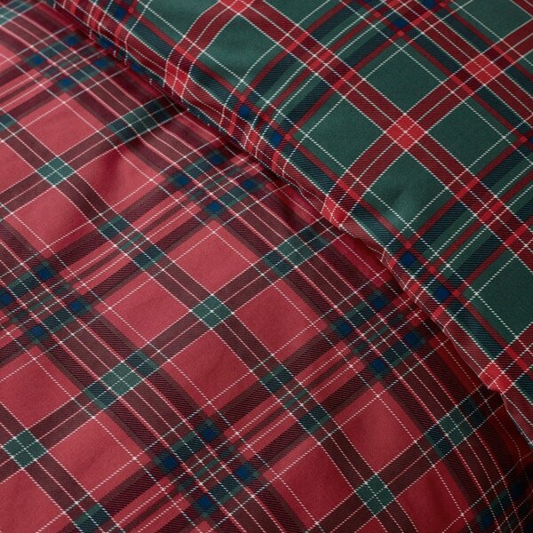 Piros-sötétzöld egyszemélyes ágyneműhuzat 135x200 cm Tartan Check – Catherine Lansfield