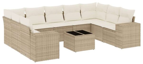 VidaXL Polyrattan Kerti Ülőgarnitúra - 10 részes - Bézs