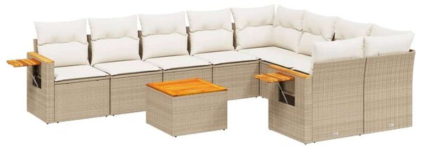 VidaXL Polyrattan Kerti Ülőgarnitúra - 10 részes - Bézs