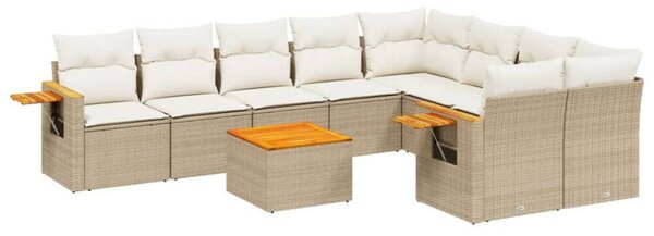 VidaXL Polyrattan Kerti Ülőgarnitúra - 10 részes - Bézs