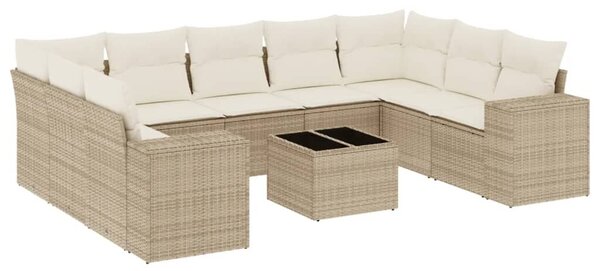 VidaXL Polyrattan Kerti Ülőgarnitúra - 10 részes - Bézs