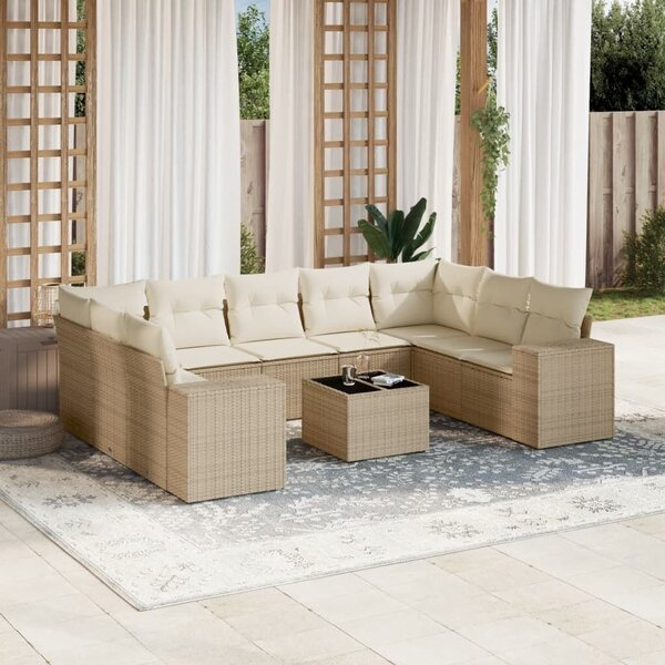 VidaXL Polyrattan Kerti Ülőgarnitúra - 10 részes - Bézs