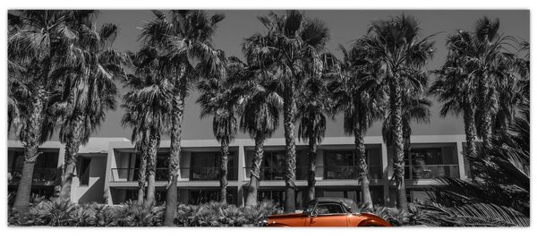 Kép - retro piros autó (120x50 cm)