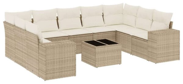 VidaXL Polyrattan Kerti Ülőgarnitúra - 10 részes - Bézs