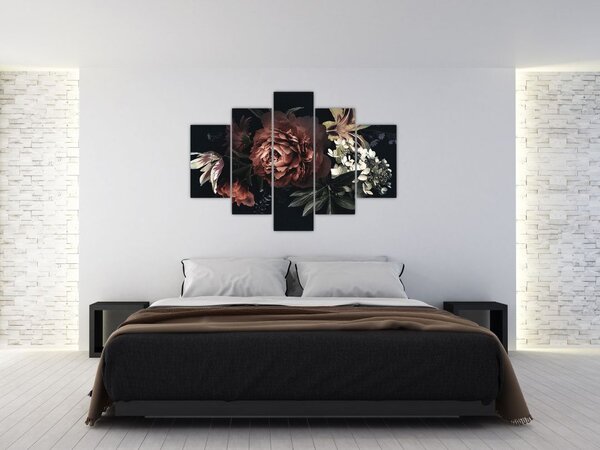 Kép - sötét virágok (150x105 cm)