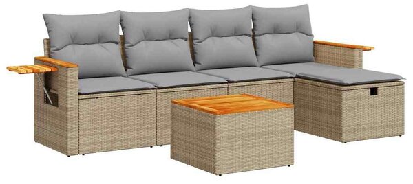 VidaXL Polyrattan Kerti Ülőgarnitúra - 6 részes - Bézs
