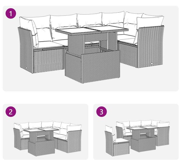 VidaXL Polyrattan Kerti Ülőgarnitúra - 6 részes - Bézs