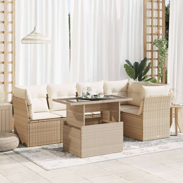 VidaXL Polyrattan Kerti Ülőgarnitúra - 6 részes - Bézs