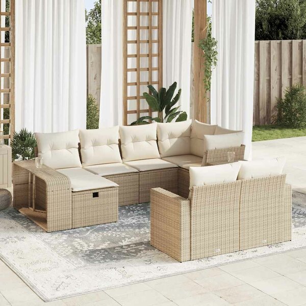VidaXL 10 részes bézs polyrattan kerti ülőgarnitúra párnával