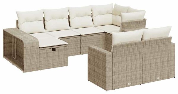 VidaXL 10 részes bézs polyrattan kerti ülőgarnitúra párnával