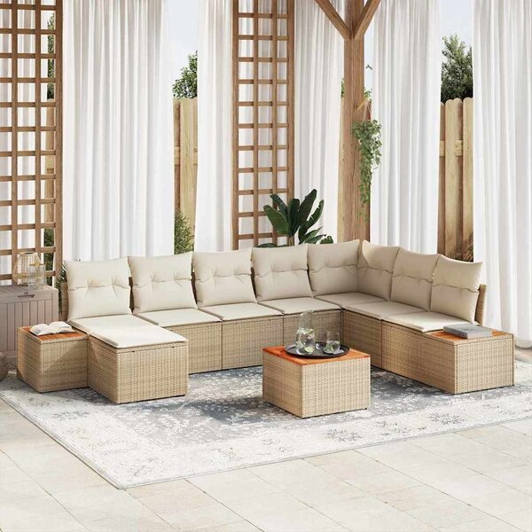 VidaXL Kerti Kanapé Szett 9 pcs bézs és krémszínű 319 x 209 x 85 cm