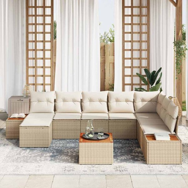 VidaXL Kerti Kanapé Szett 9 pcs bézs és krémszínű 319 x 209 x 85 cm