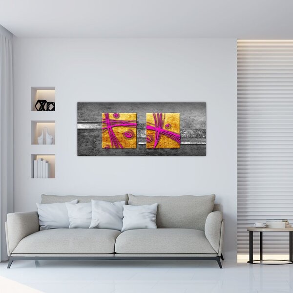 Fekete alapon színes négyzetek képe (120x50 cm)