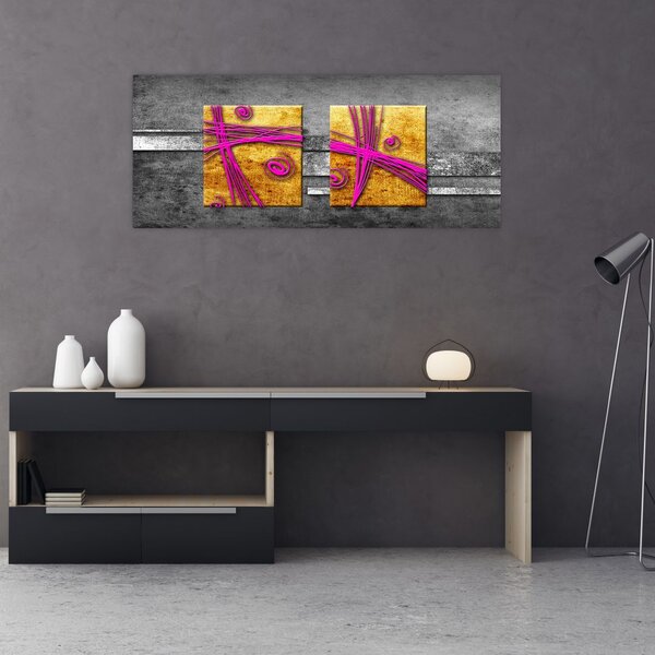 Fekete alapon színes négyzetek képe (120x50 cm)